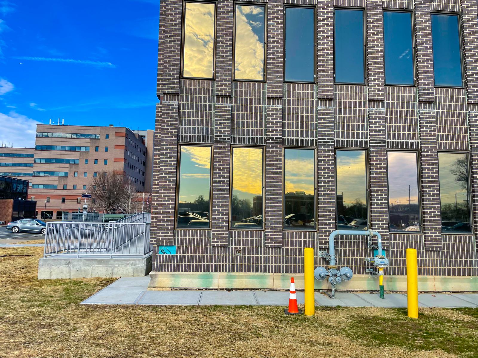 Gas service and piping on the existing brick facade